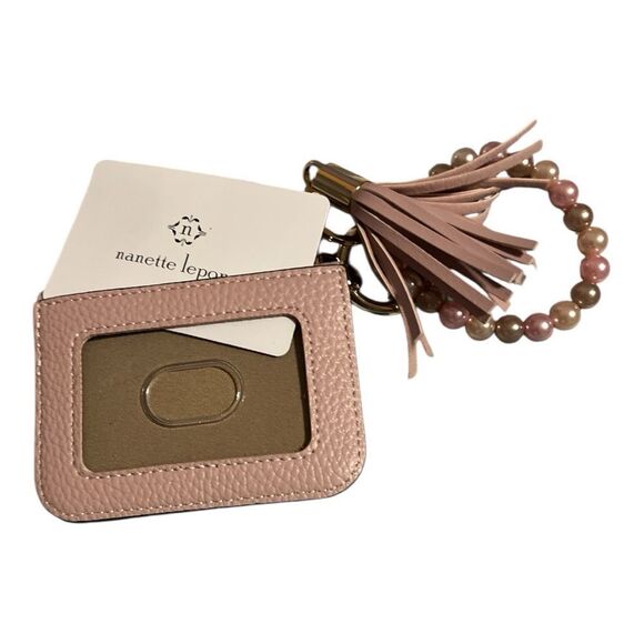 NWOT Nanette Lepore Pink and Brown Key & Card Holder Set - Picture 3 of 3